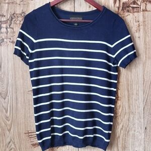 Absolutely creative worldwide Navy Nautical Striped Knit T-Shirt Size Small